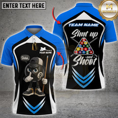 Maxcorners Billiard 8-Ball Pool Shut Up and Shoot Multicolor Customized Name, Team Name 3D Shirt