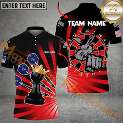 Maxcorners Darts King Chess MutilColor Option Customized Name, Team Name 3D Polo Shirt