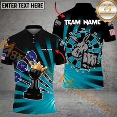 Maxcorners Darts King Chess MutilColor Option Customized Name, Team Name 3D Polo Shirt