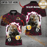 Maxcorners Ball 8&Ball 9 Tiger Magma Pattern Billiard Jersey Multicolor Options Personalized Name, Team Name 3D Polo Shirt (4 Colors)