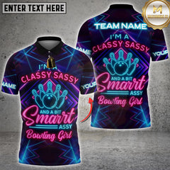 Maxcorners Bowling Classy Sassy Smart Assy Girl Personalized Name 3D Unisex Shirt