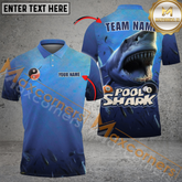 Maxcorners Shark Billiard Jersey Multicolor Options Personalized Name, Team Name 3D Polo Shirt (4 Colors)