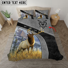 Maxcorners Custom Name Hunting Elk Leather Pattern Bedding Set 3D All Over Printed (2 Colors)