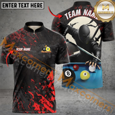 Maxcorners Ninja Billiard Jersey Multicolor Options Personalized Name, Team Name 3D Polo Shirt (4 Colors)