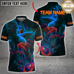 Maxcorners Bowling Eagle Neon Style Multicolor Customized Name, Team Name 3D Shirts