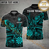 Maxcorners Darts Dragon Flame MutilColor Option Customized Name, Team Name 3D Polo Shirt