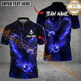 Maxcorners Billiard Ball 8 Eagle Fire Multicolor Options Personalized Name, Team Name 3D Polo Shirt (4 Colors