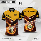 Maxcorners Darts Eagle Fire Flame Multicolor Option Customized Name, Team Name 3D Polo Shirt