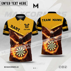 Maxcorners Darts Eagle Fire Flame Multicolor Option Customized Name, Team Name 3D Polo Shirt