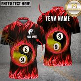 Maxcorners Yin Yang Billiard Fire Multicolor Customized Name, Team Name 3D Shirts