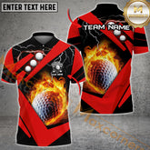 Maxcorners Golf Ball Fire Multicolor Options Personalized Name, Team Name 3D Shirt