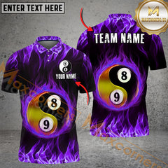 Maxcorners Yin Yang Billiard Fire Multicolor Customized Name, Team Name 3D Shirts