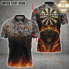 Maxcorners Darts Snake Fire Flame Multicolor Options Personalized Name, Team Name 3D Shirt