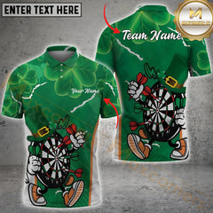 Maxcorners Darts Funny ST Patrick Day Shamrock Pattern Personalized Name, Team Name 3D Shirt