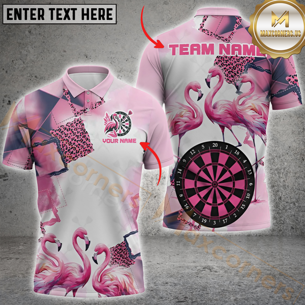 Maxcorners Darts Flamingo Personalized Name, Team Name 3D Shirt