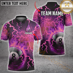 Maxcorners Billiard Thunder Lightnig Multicolor Options Personalized Name, Team Name 3D Shirt
