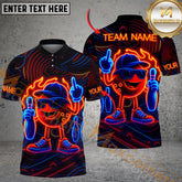 Maxcorners Bowling Neon Flame Multicolor Customized Name, Team Name 3D Shirts