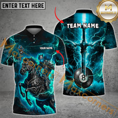 Maxcorners Ball 8 Fantasy Knight Thunder Lightning Pattern Billiard Jersey Multicolor Options Personalized Name, Team Name 3D Polo ShirT