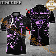 Maxcorners Ball 9 King Crown Diamond Broken Pattern Billiard Jersey Multicolor Options Personalized Name, Team Name 3D Polo Shirt