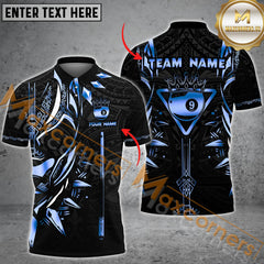 Maxcorners Ball 9 King Crown Diamond Broken Pattern Billiard Jersey Multicolor Options Personalized Name, Team Name 3D Polo Shirt