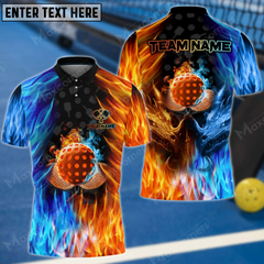 Maxcorners Pickleball Fire And Ice Personalized Name, Team Name 3D Shirt