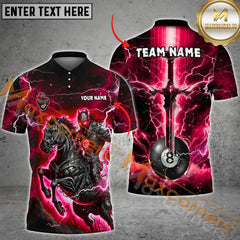 Maxcorners Ball 8 Fantasy Knight Thunder Lightning Pattern Billiard Jersey Multicolor Options Personalized Name, Team Name 3D Polo ShirT