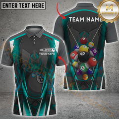 Maxcorners Billiard Flaming Pool Balls Multicolor Options Personalized Name, Team Name 3D Shirt