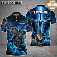 Maxcorners Ball 8 Fantasy Knight Thunder Lightning Pattern Billiard Jersey Multicolor Options Personalized Name, Team Name 3D Polo ShirT