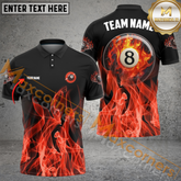 Maxcorners Ball 8 Heavenly Flame Billiard Jersey Multicolor Option Personalized Name, Team Name 3D Polo Shirt ( 4 Colors )