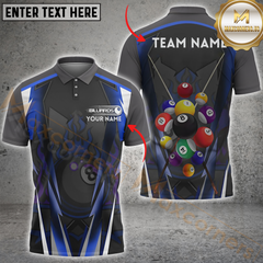 Maxcorners Billiard Flaming Pool Balls Multicolor Options Personalized Name, Team Name 3D Shirt