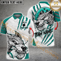 Maxcorners Bowling Wolf Strike Power Multicolor Customized Name, Team Name 3D Shirts