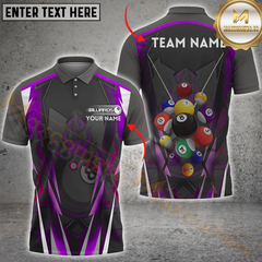 Maxcorners Billiard Flaming Pool Balls Multicolor Options Personalized Name, Team Name 3D Shirt