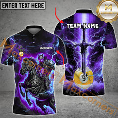 Maxcorners Ball 9 Fantasy Knight Thunder Lightning Pattern Billiard Jersey Multicolor Options Personalized Name, Team Name 3D Polo Shirt