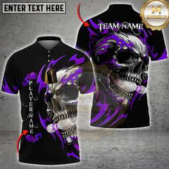 Maxcorners Flaming Skull Bowling Multicolor Customized Name, Team Name 3D Shirts