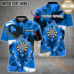 Maxcorners Darts Phoenix Fire Flame Mutilcolor Options Personalized Name, Team Name 3D Polo Shirt