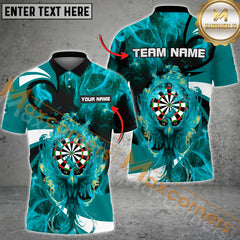 Maxcorners Darts Phoenix Fire Flame Mutilcolor Options Personalized Name, Team Name 3D Polo Shirt