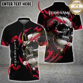 Maxcorners Flaming Skull Bowling Multicolor Customized Name, Team Name 3D Shirts
