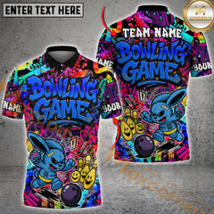 Maxcorners Bowling Graffiti Colorful Bunny Multicolor Customized Name, Team Name 3D Shirts