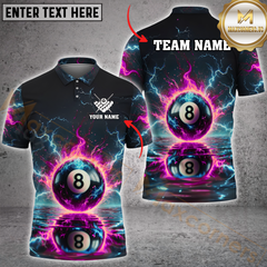 Maxcorners Billiard Ball 8 Pool Thunder Lightning Multicolor Options Personalized Name, Team Name 3D Shirt