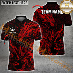 Maxcorners Majestic Dragon Strike Dot Pattern Bowling Jersey Multicolor Options Personalized Name, Team Name 3D Shirt