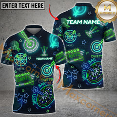 Maxcorners Neon Dart Bar Multicolor Customized Name, Team Name 3D Shirts