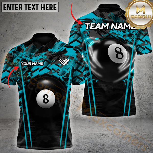 Maxcorners Billiard Crimson Cue Clash Multicolor Personalized Name 3D Shirt