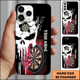 Maxcorners Darts Punisher Skull Cracked Board Blue Flame Personalized Name 3D Phone Case