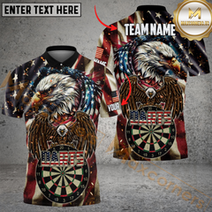 Maxcorners Darts American Eagle Pride Patriot Customized Name, Team Name 3D Polo Shirt