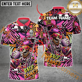 Maxcorners Golf Funny Skull Colorful Graffiti Multicolor Option Customized Name, Team Name 3D Polo Shirt
