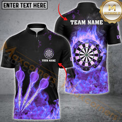 Maxcorners Fire Flame Premium Darts Jersey Customized Name, Team Name 3D Polo Shirt