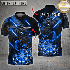Maxcorners Black Tiger Roaring Fire Darts Jersey Multicolor Option Customized Name, Team Name 3D Polo Shirt
