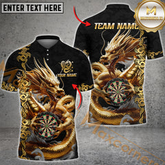 Maxcorners Darts Dragon Golden Attire Multicolor Options Personalized Name, Team Name 3D Shirt