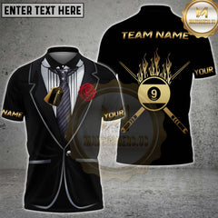 Maxcorners Billiard Tuxedo Rose Multicolor Customized Name, Team Name 3D Shirt