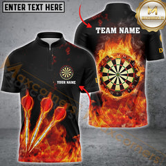 Maxcorners Fire Flame Premium Darts Jersey Customized Name, Team Name 3D Polo Shirt